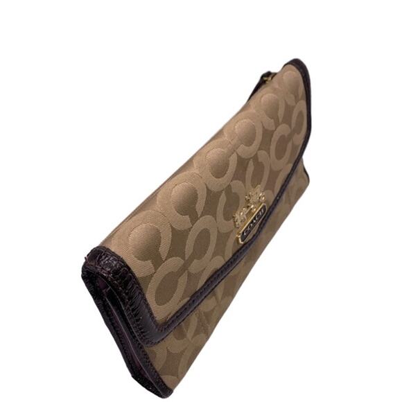 COACH Brown Khaki Canvas Signature Wallet - Picture 4 of 11